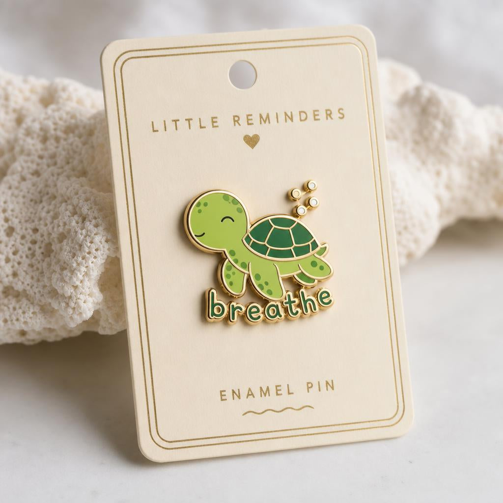 Tommy Turtle breathe hard enamel pin