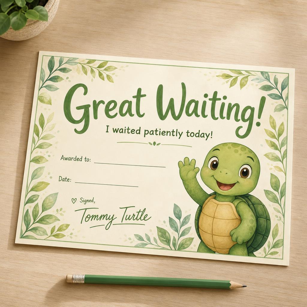 Great Waiting certificate printable