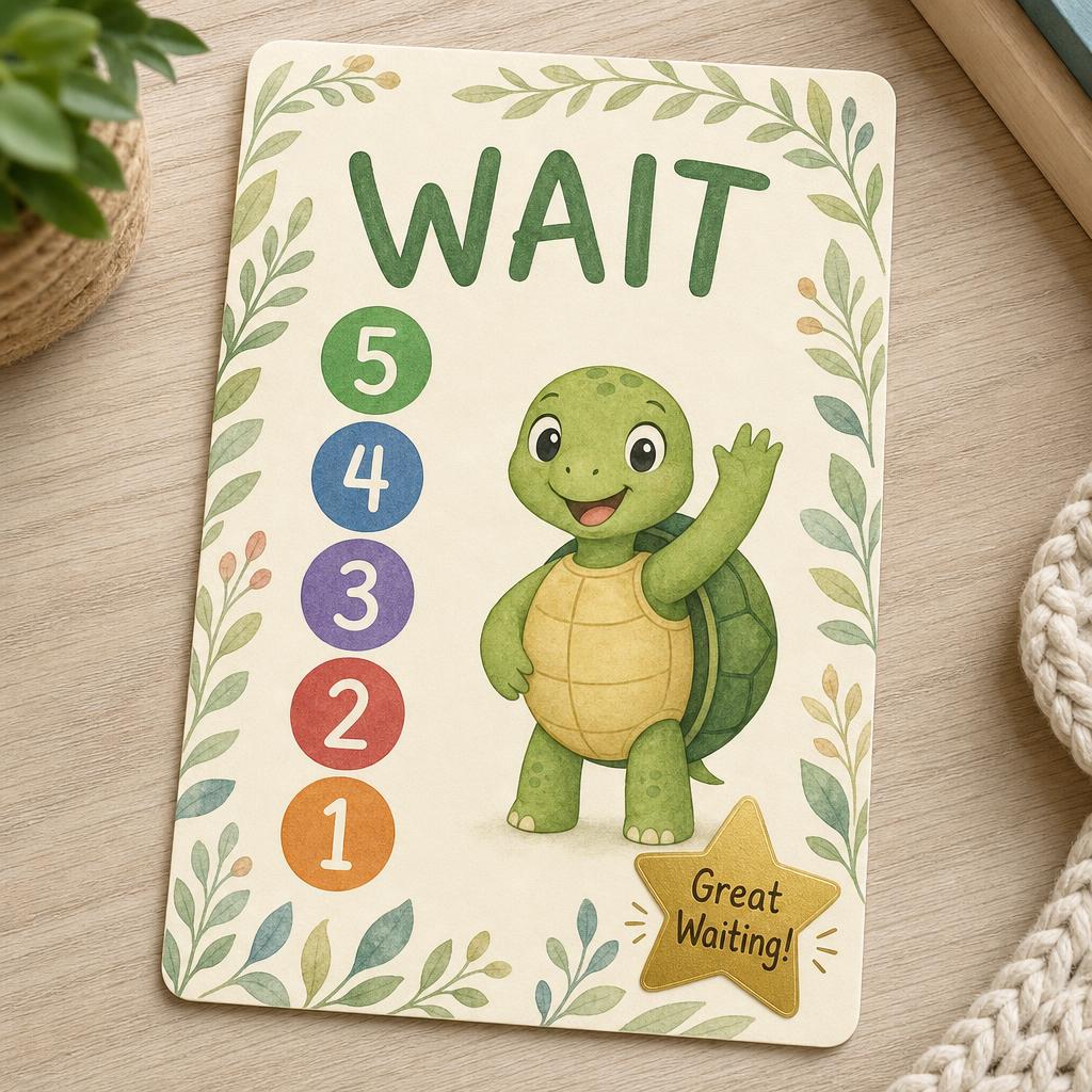 Close-up of the Tommy's Waiting Kit waiting strip printable